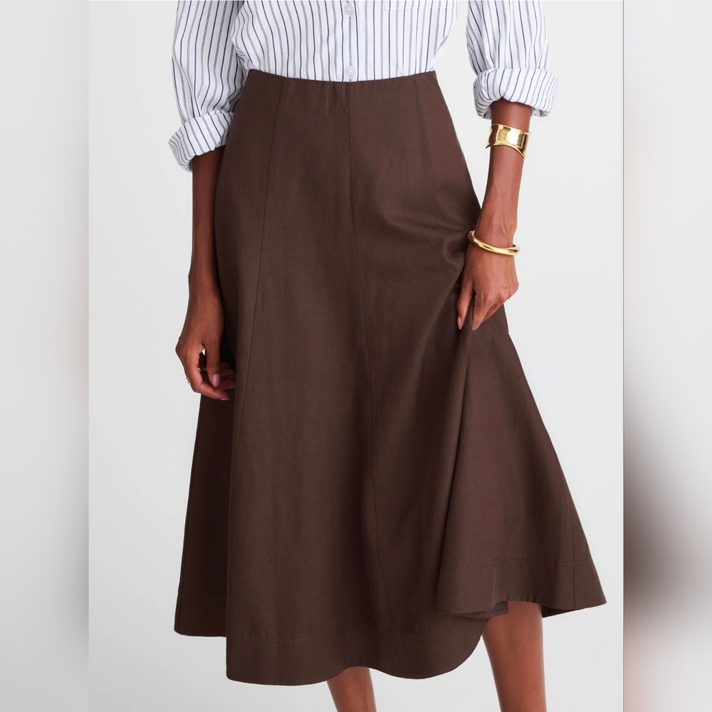 Madewell Paneled Midi Skirt in Cotton-Blend Twill #101 - Picture 4 of 11